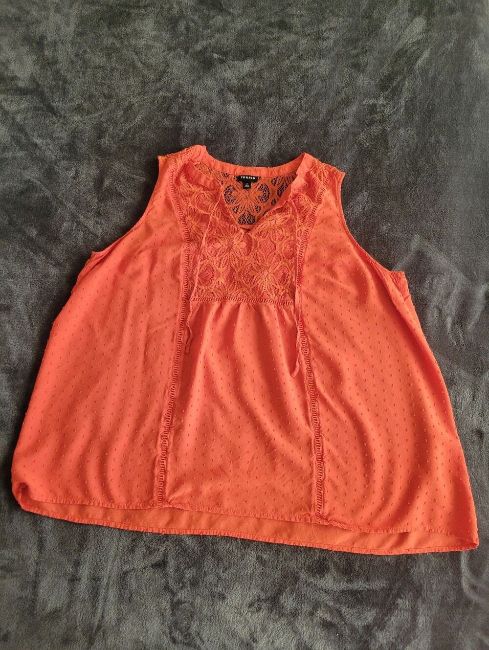 Torrid Orange Texture And Lace Tank Top Size 2X
